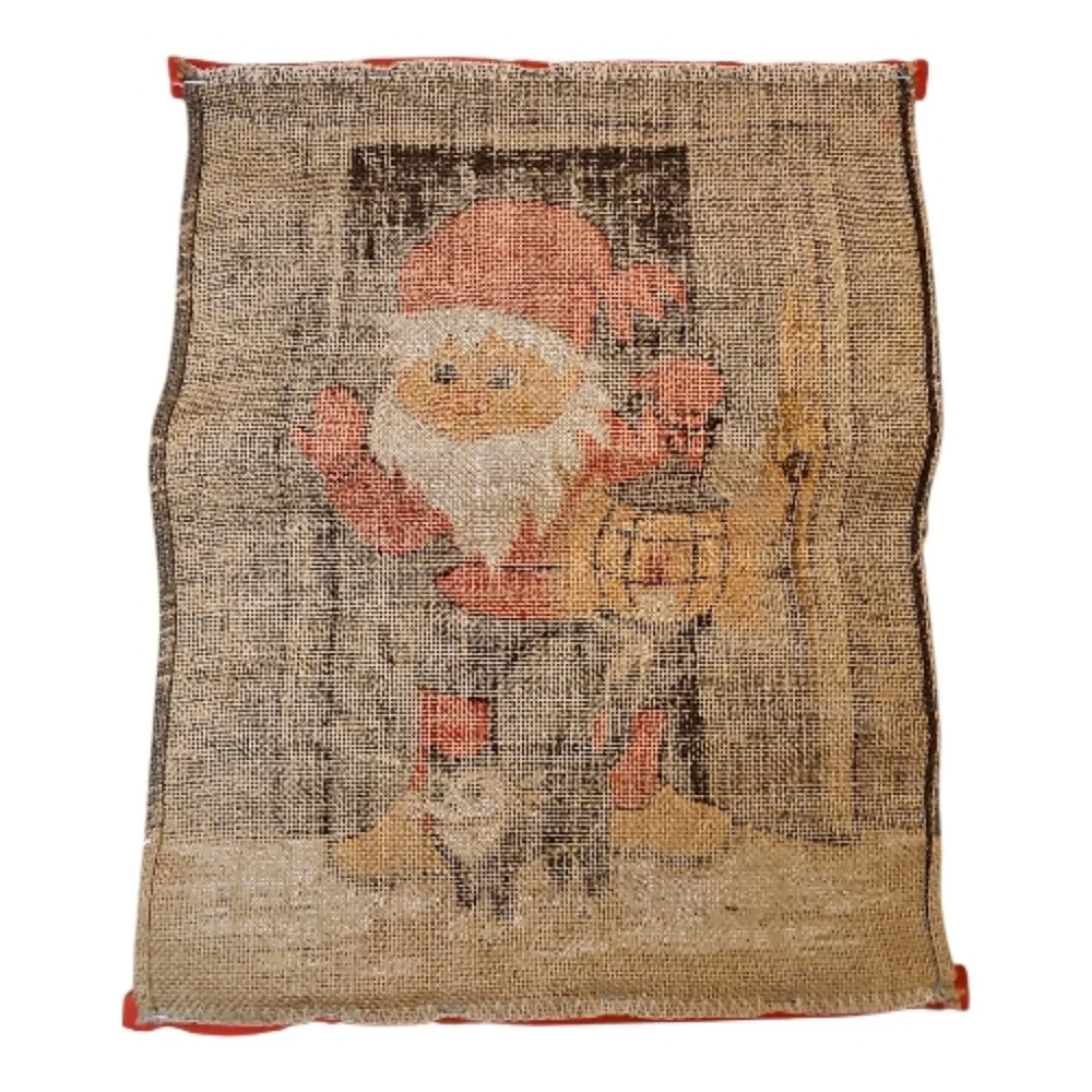 Vintage Scandinavian Christmas Textile Art – Tomte Elves Black Cat - Set of 2 - Picture 3 of 8
